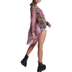 ONE TEASPOON Retro Airy Chiffon Hi Low Shirt XS Oversiz Contemporary Preppy Boho